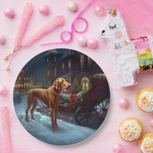 Vizsla Kerstfeest Seizoen Papieren Bordje (Feest)