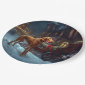 Vizsla Kerstfeest Seizoen Papieren Bordje (Gekanteld)