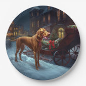 Vizsla Kerstfeest Seizoen Papieren Bordje (Voorkant)
