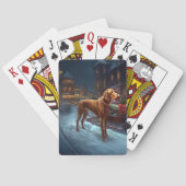 Vizsla Kerstfeest Seizoen Pokerkaarten (Achterkant)