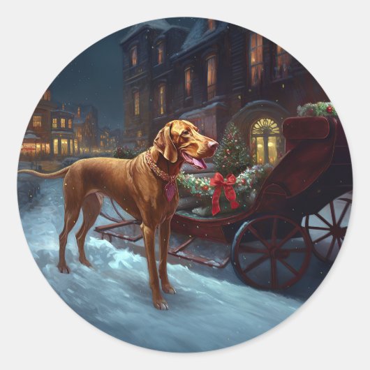 Vizsla Kerstfeest Seizoen Ronde Sticker
