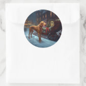 Vizsla Kerstfeest Seizoen Ronde Sticker