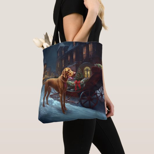 Vizsla Kerstfeest Seizoen Tote Bag (Dichtbij)