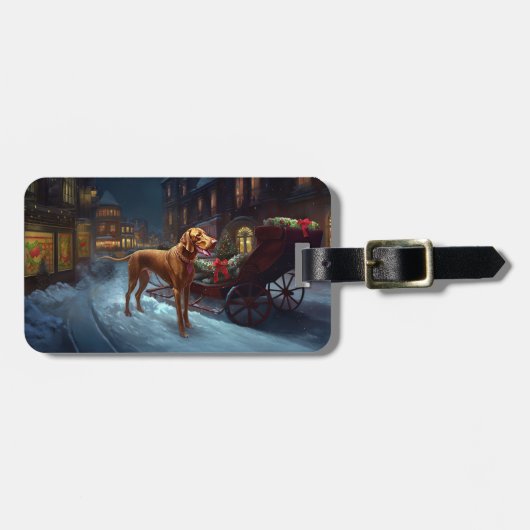Vizsla kerstfeestseizoen bagagelabel (Voorkant horizontaal)