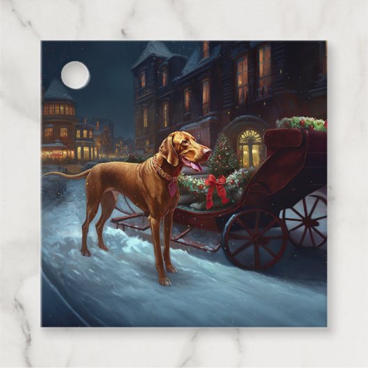 Vizsla kerstfeestseizoen bedankjes labels (Voorkant)