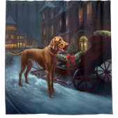 Vizsla kerstfeestseizoen douchegordijn (Voorkant)