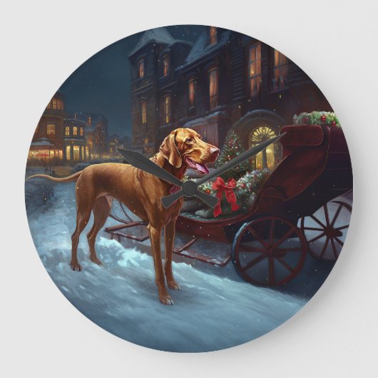 Vizsla kerstfeestseizoen grote klok (Voorkant)