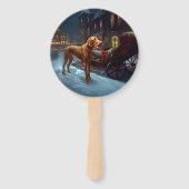 Vizsla kerstfeestseizoen handwaaier (Achterkant)