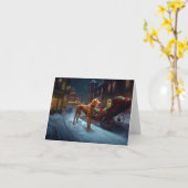 Vizsla kerstfeestseizoen kaart (Gele Bloem)