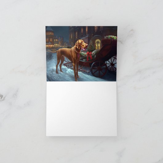 Vizsla kerstfeestseizoen kaart (Binnen)