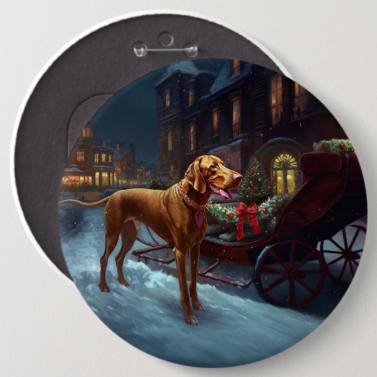 Vizsla kerstfeestseizoen ronde button 6,0 cm (Voorkant /achterkant)