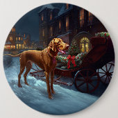 Vizsla kerstfeestseizoen ronde button 6,0 cm (Voorkant)