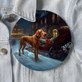 Vizsla kerstfeestseizoen ronde button 6,0 cm (In situ)