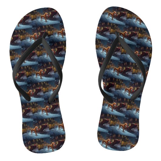 Vizsla kerstfeestseizoen teenslippers (Voetbed)