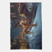 Vizsla kerstfeestseizoen theedoek (Verticaal)