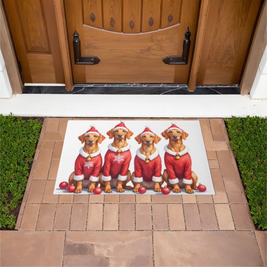 Vizsla Kerstjurk Kerstman Hoed Deurmat (Buiten)
