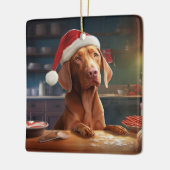 Vizsla Kerstkoekjes Feestelijke vakantie Keramisch Ornament (Links)
