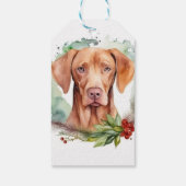 Vizsla Kerstkrans Feestelijke Pup Cadeaulabel (Achterkant)