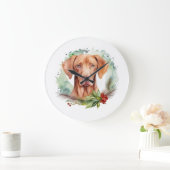 Vizsla Kerstkrans Feestelijke Pup Grote Klok (Huis)