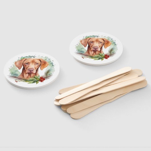 Vizsla Kerstkrans Feestelijke Pup Handwaaier (Niet-gemonteerd)