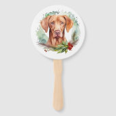 Vizsla Kerstkrans Feestelijke Pup Handwaaier (Voorkant)