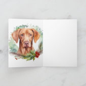 Vizsla Kerstkrans Feestelijke Pup Kaart (Binnen)