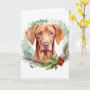 Vizsla Kerstkrans Feestelijke Pup Kaart