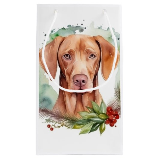 Vizsla Kerstkrans Feestelijke Pup Klein Cadeauzakje (Achterkant)