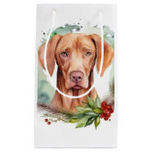 Vizsla Kerstkrans Feestelijke Pup Klein Cadeauzakje (Voorkant)