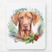 Vizsla Kerstkrans Feestelijke Pup Muismat (Voorkant)