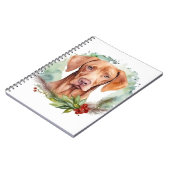 Vizsla Kerstkrans Feestelijke Pup Notitieboek (Linkerzijde)