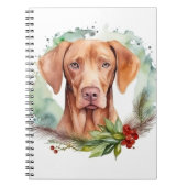 Vizsla Kerstkrans Feestelijke Pup Notitieboek (Voorkant)