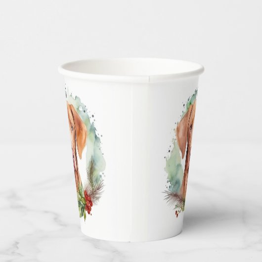 Vizsla Kerstkrans Feestelijke Pup Papieren Bekers (Rechts)