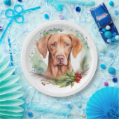 Vizsla Kerstkrans Feestelijke Pup Papieren Bordje (Feest)