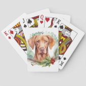 Vizsla Kerstkrans Feestelijke Pup Pokerkaarten (Achterkant)