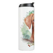 Vizsla Kerstkrans Feestelijke Pup Thermosbeker (Gedraaid links)