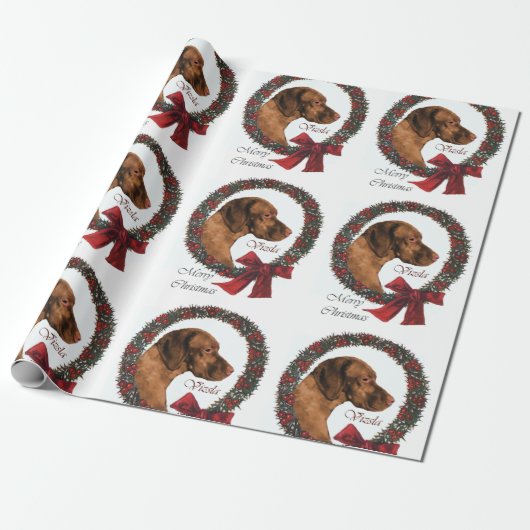 Vizsla Kerstmis Cadeaupapier (Uitgerold)