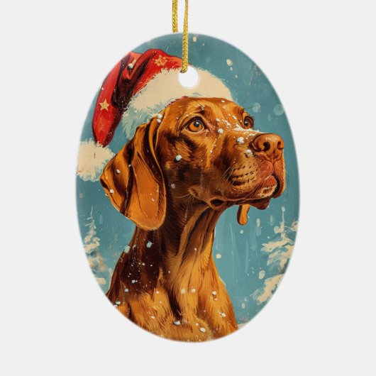 Vizsla Kerstmis Keramisch Ornament (Achterkant)