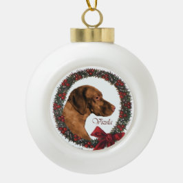 Vizsla Kerstmis Keramische Bal Ornament