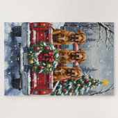 Vizsla Kerstmis Rode Truck Winter Legpuzzel (Horizontaal)
