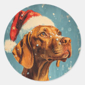Vizsla Kerstmis Ronde Sticker (Voorkant)