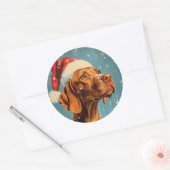 Vizsla Kerstmis Ronde Sticker (Envelop)