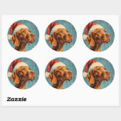 Vizsla Kerstmis Ronde Sticker (Vel)