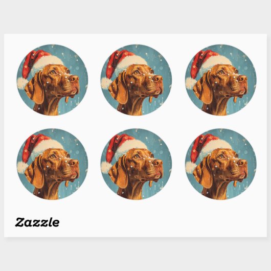 Vizsla Kerstmis Ronde Sticker (Vel)