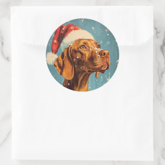 Vizsla Kerstmis Ronde Sticker (Tas)
