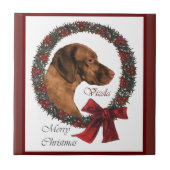 Vizsla Kerstmis Tegeltje (Voorkant)