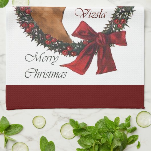 Vizsla Kerstmis Theedoek (Gevouwen)