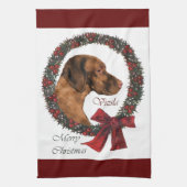 Vizsla Kerstmis Theedoek (Verticaal)