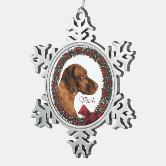 Vizsla Kerstmis Tin Sneeuwvlok Ornament (Rechts)