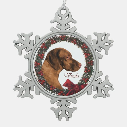 Vizsla Kerstmis Tin Sneeuwvlok Ornament (Voorkant)